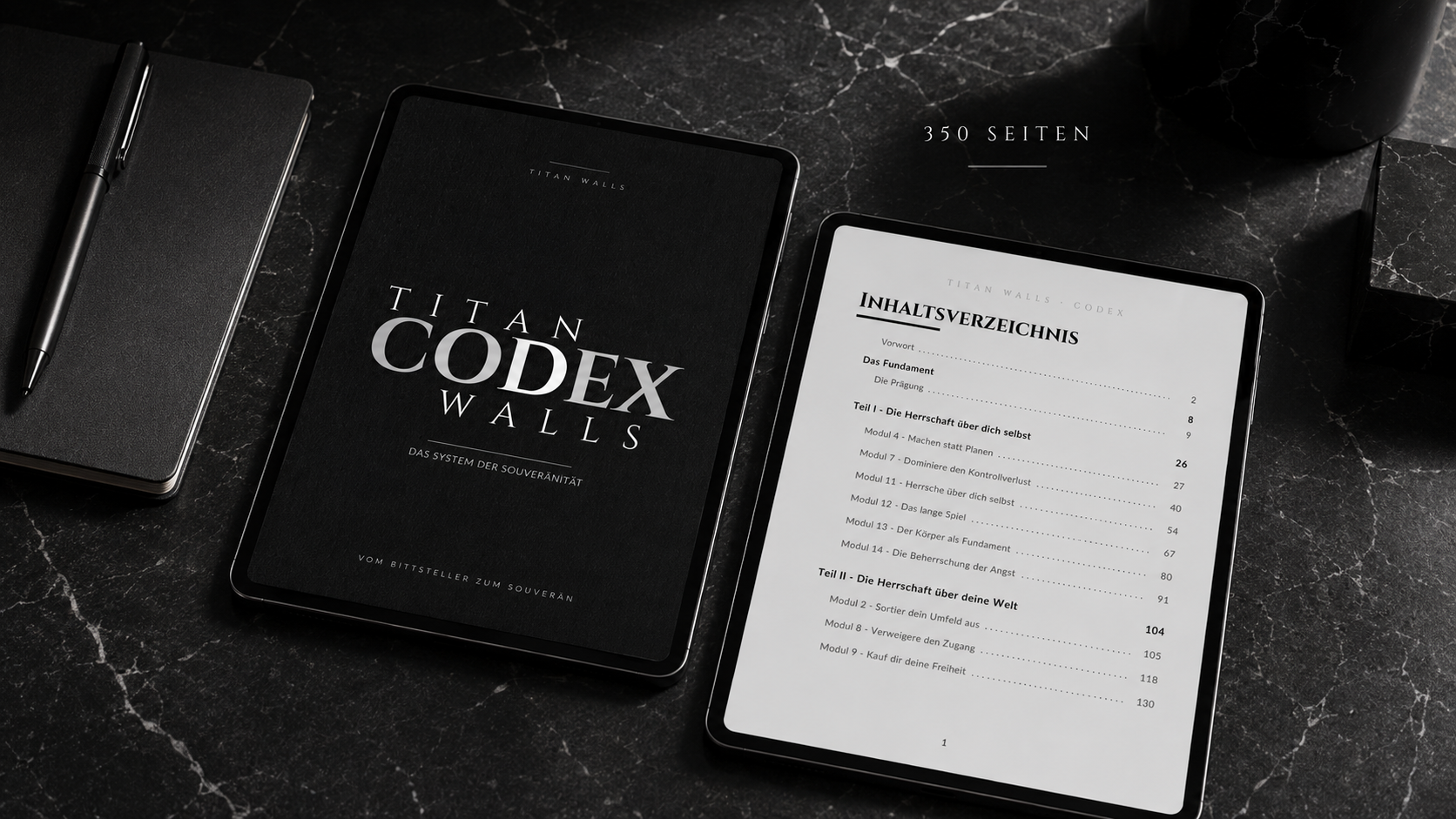 Titan Walls Codex mit Inhaltsverzeichnis und 350 Seiten